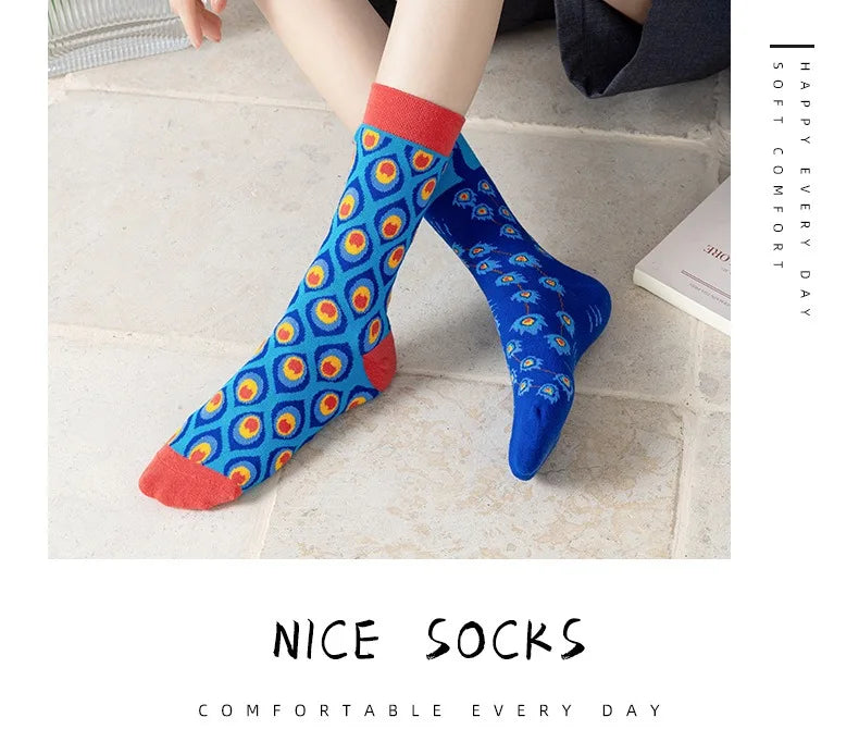 Men's Novelty  Fun Dress Socks AB Styles Fashion Personality Cartoon Colorful Funky Fancy Crazy Funny Casual Crew Socks