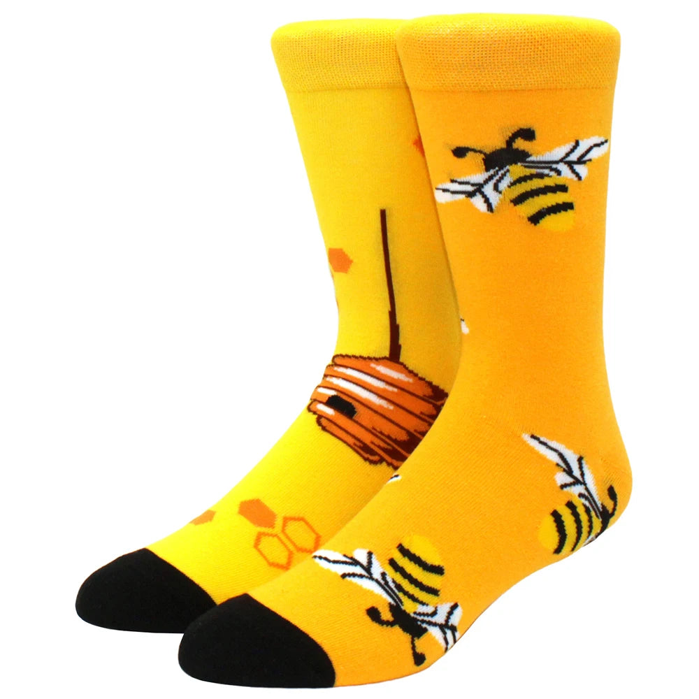Men’s Crew Yin Yang Animal Socks – Colorful Mismatched Style