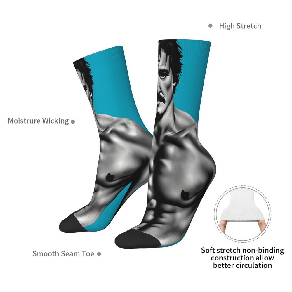 Novelty Mens Pedro Pascal Smile Unisex Winter Socks Hip Hop Happy Socks Street Style Crazy Sock