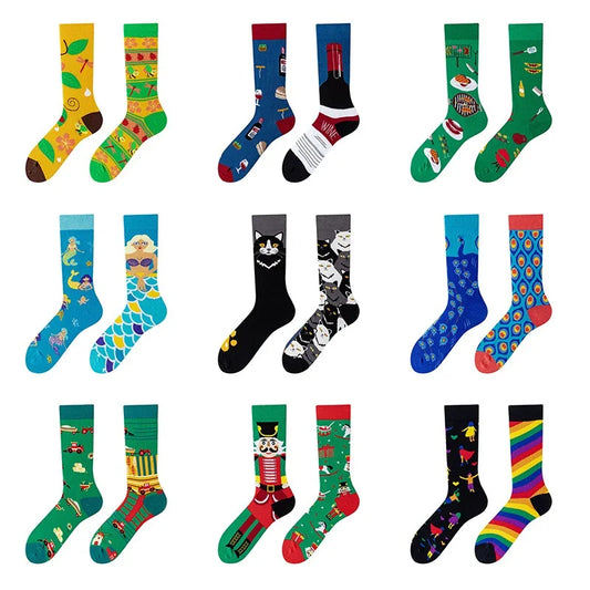 Men's Novelty  Fun Dress Socks AB Styles Fashion Personality Cartoon Colorful Funky Fancy Crazy Funny Casual Crew Socks