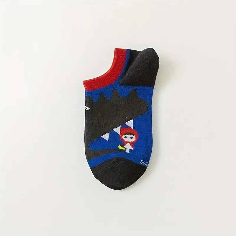 10 Pairs Of Casual Trend Ankle Socks For Men And Women, Comfortable, Breathable And Cute Cartoon Summer Couple Boat Socks