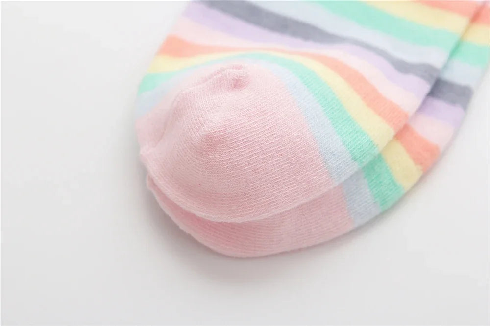 Striped Novelty Socks For Girls Red Pink Rainbow Color Novelty Young Art Funny Hipster Street Dance Gift Dropship
