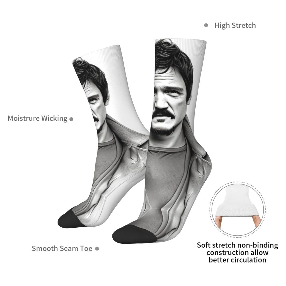 Novelty Mens Pedro Pascal Smile Unisex Winter Socks Hip Hop Happy Socks Street Style Crazy Sock