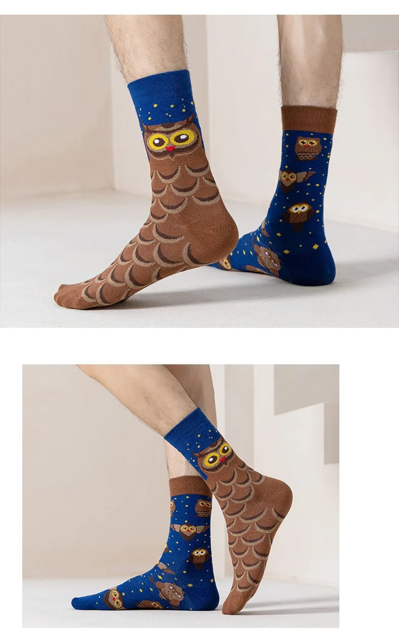 Men's Novelty  Fun Dress Socks AB Styles Fashion Personality Cartoon Colorful Funky Fancy Crazy Funny Casual Crew Socks