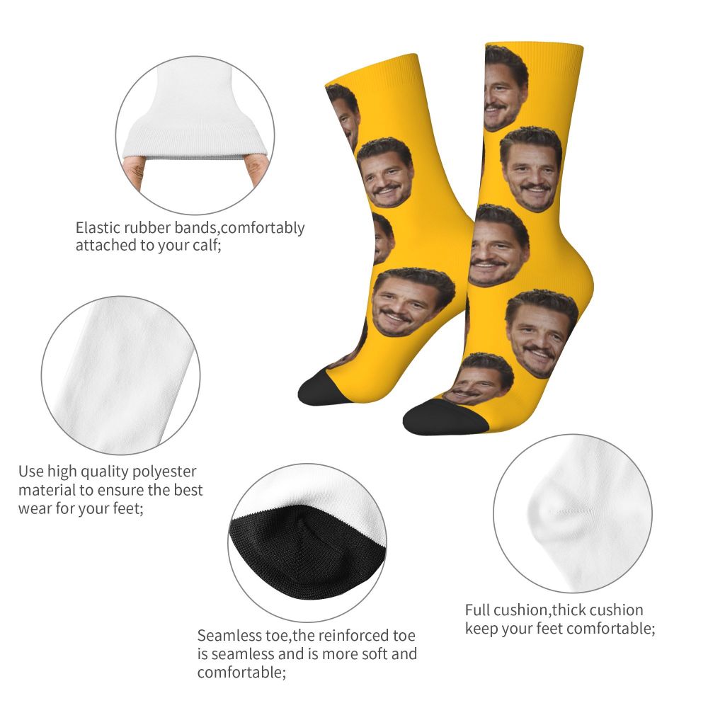 Novelty Mens Pedro Pascal Smile Unisex Winter Socks Hip Hop Happy Socks Street Style Crazy Sock