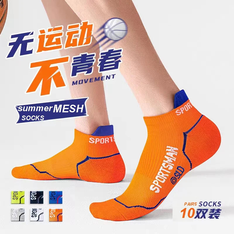 10 Pairs High Quality Socks Men's Summer Man Short Socks Breathable Ankle Socks Cotton Sports Socks Black Thin Cut Run Men Socks