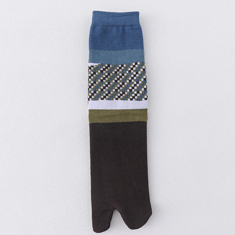 Novelty Tabi Socks Two Toed Sock Japanese Style Cartoon Plants Tree Art Sock Harajuku Cotton Long Two Finger Socks Men Fashions