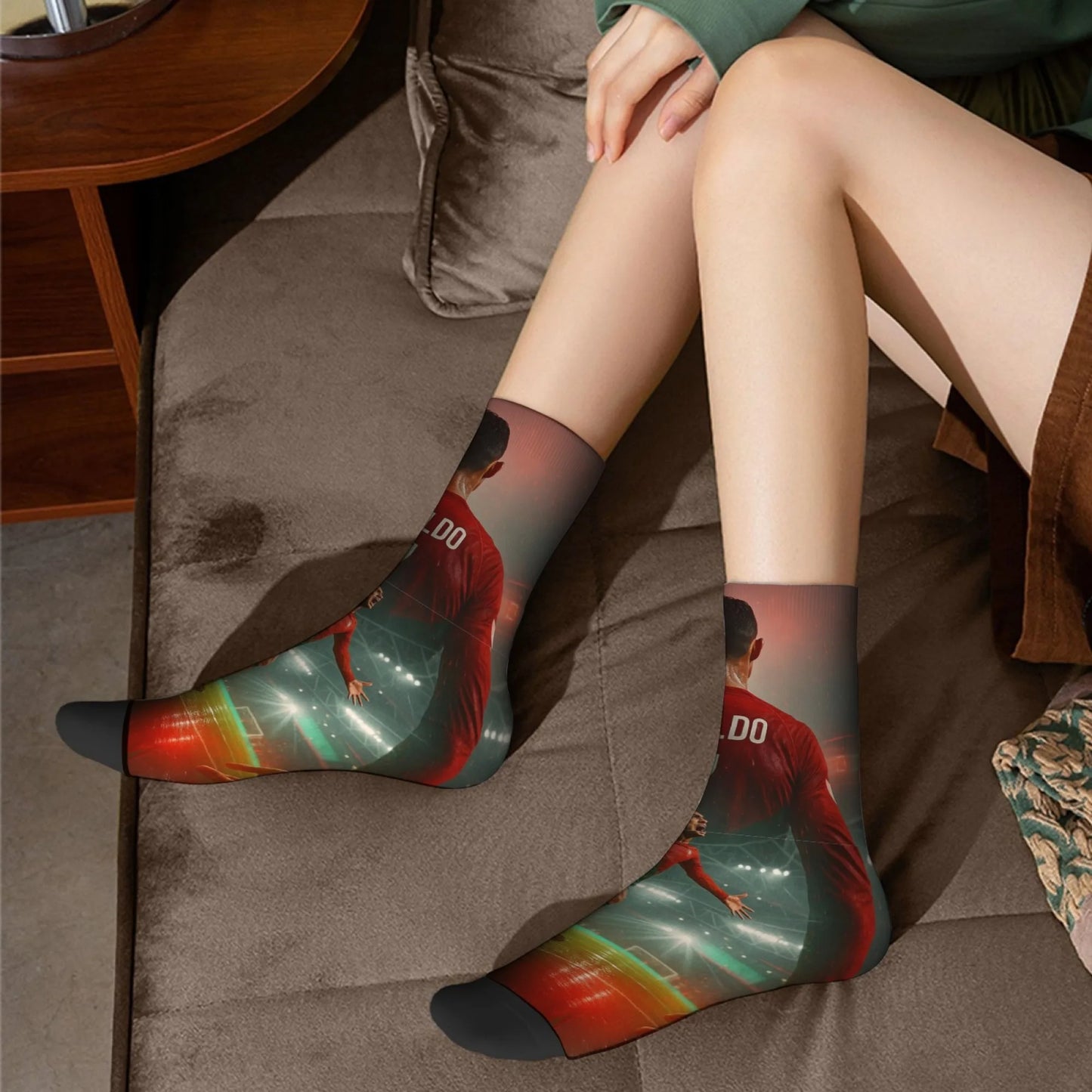 Novelty CR7 Cristiano Ronaldo Men's Socks Novelty Funny Happy Compression Socks Outdoor Casual Fashion Sports Non-Slip Socks
