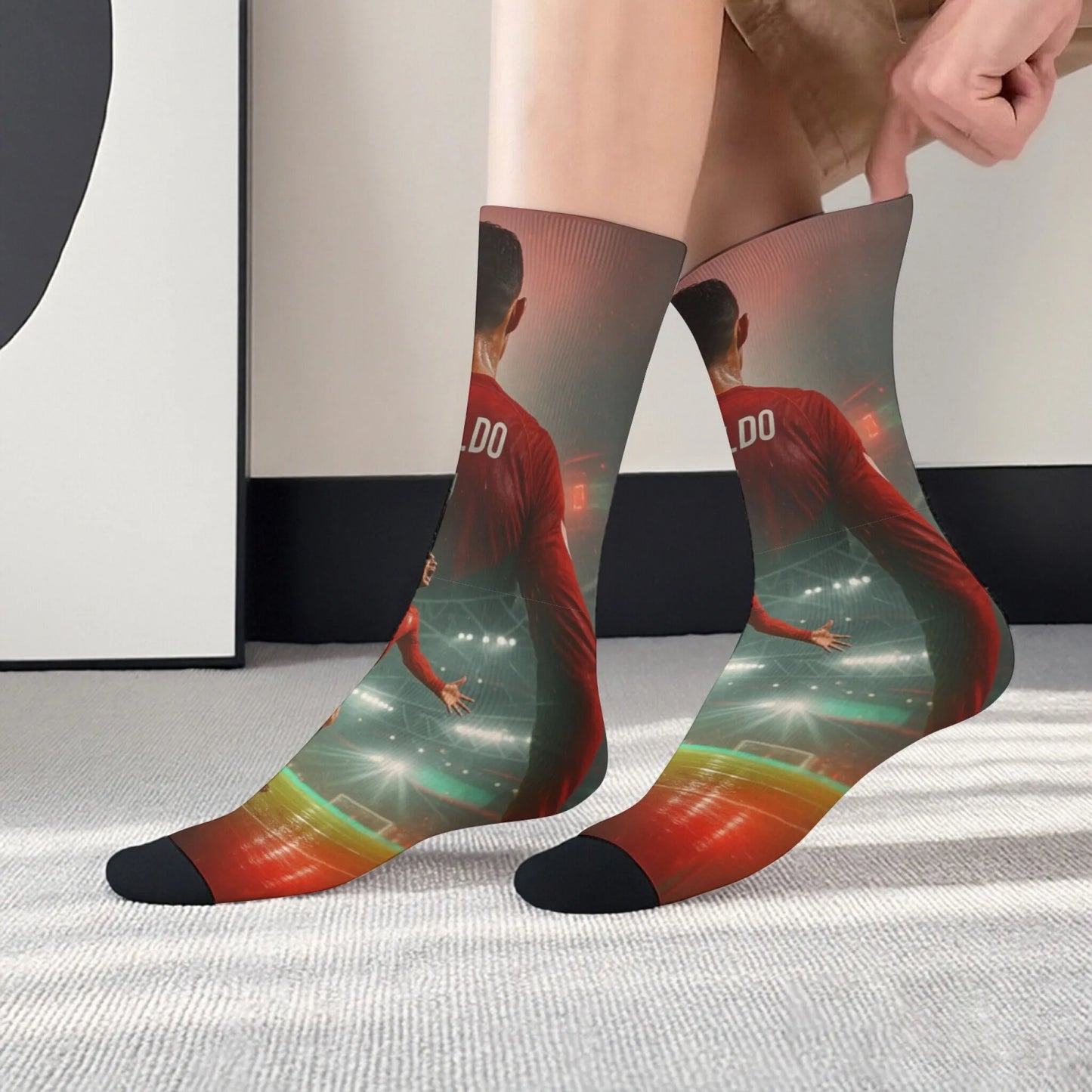 Novelty CR7 Cristiano Ronaldo Men's Socks Novelty Funny Happy Compression Socks Outdoor Casual Fashion Sports Non-Slip Socks