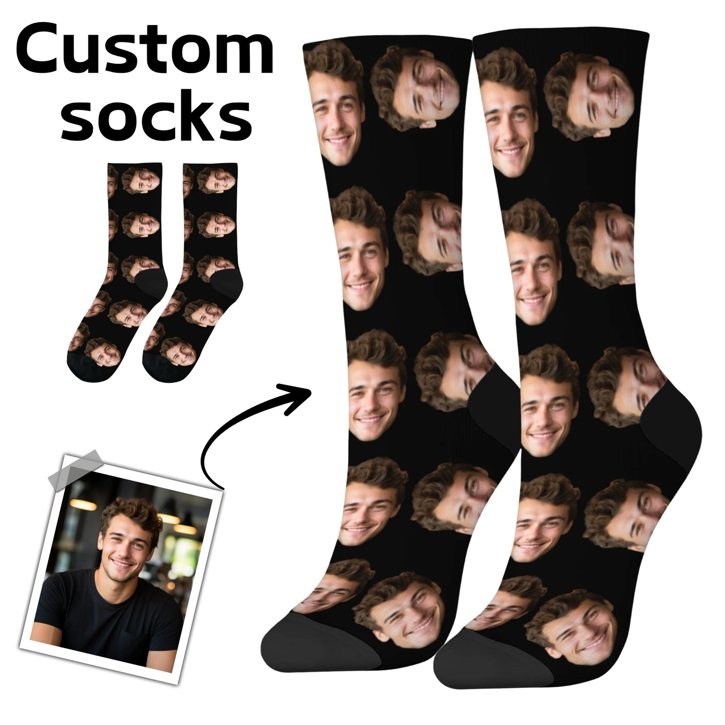 Novelty Custom Face Socks DIY Personalized Photo Custom Socks Crazy Funny Men's Socks Christmas Party Birthday Anniversary Gift