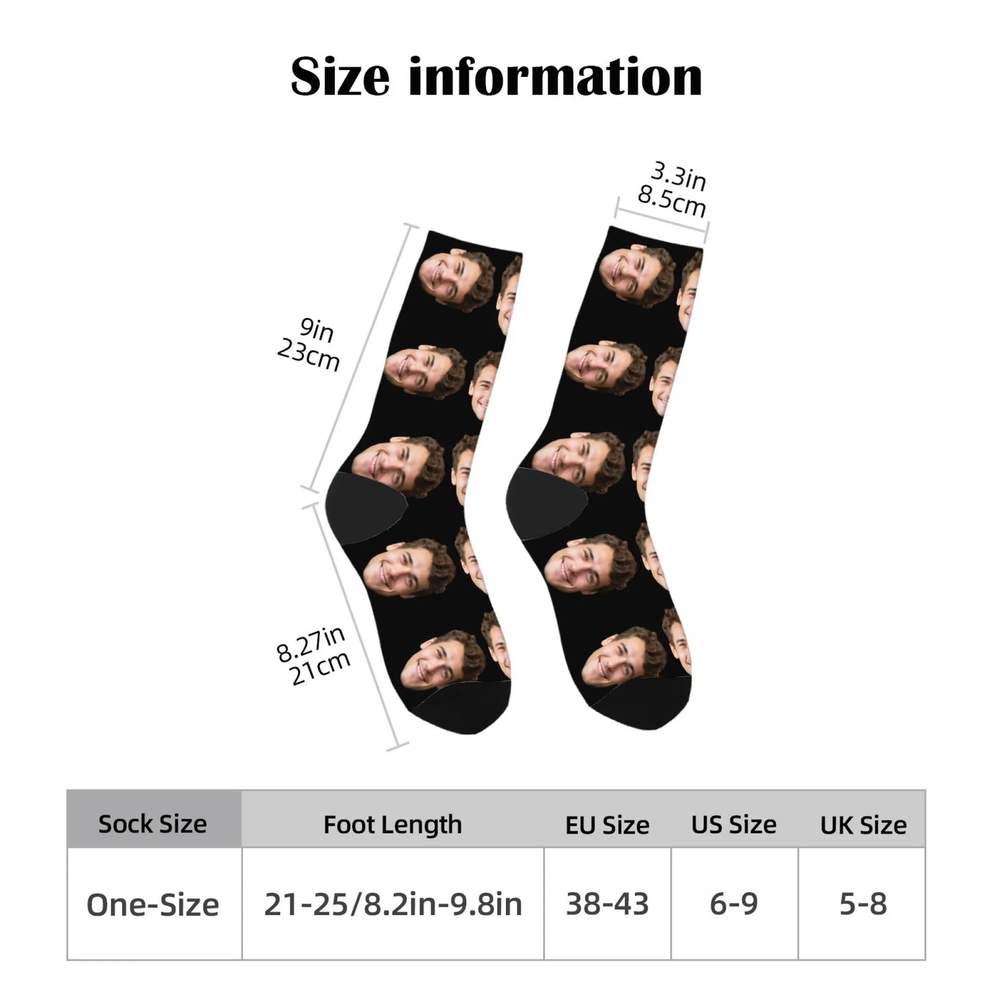 Novelty Custom Face Socks DIY Personalized Photo Custom Socks Crazy Funny Men's Socks Christmas Party Birthday Anniversary Gift