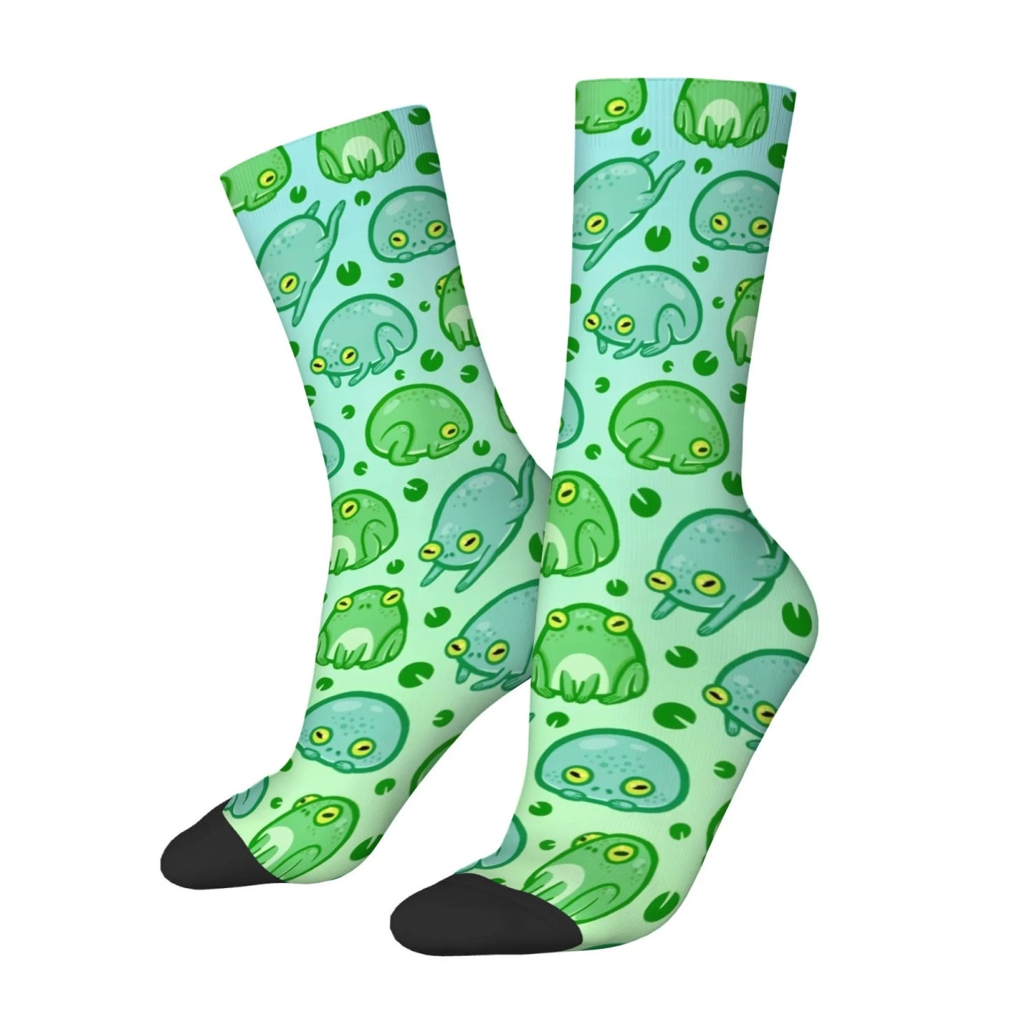 Novelty cartoon frog print men's socks Harajuku street style retro trend comfortable breathable non-slip casual socks fun gift