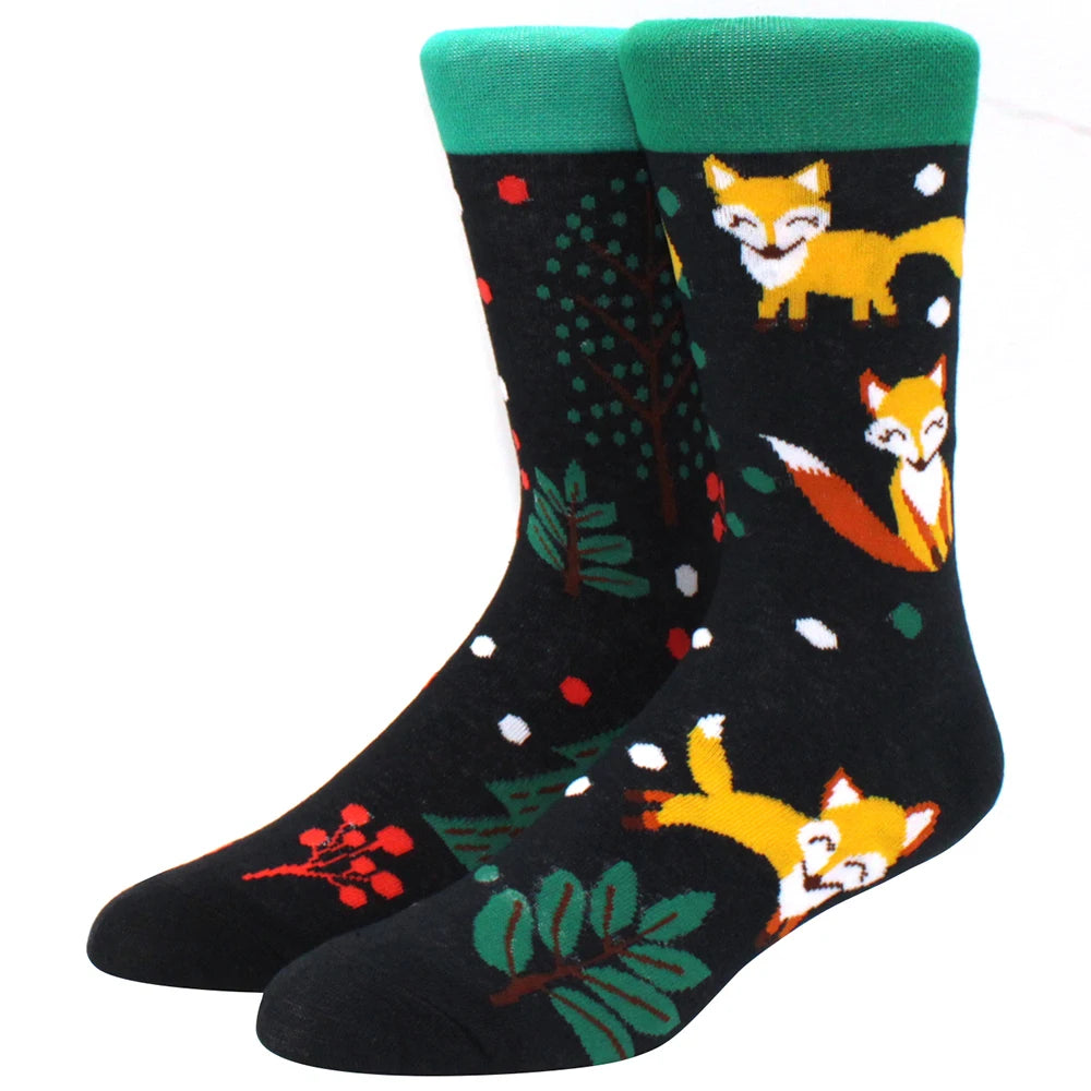 Men’s Crew Yin Yang Animal Socks – Colorful Mismatched Style