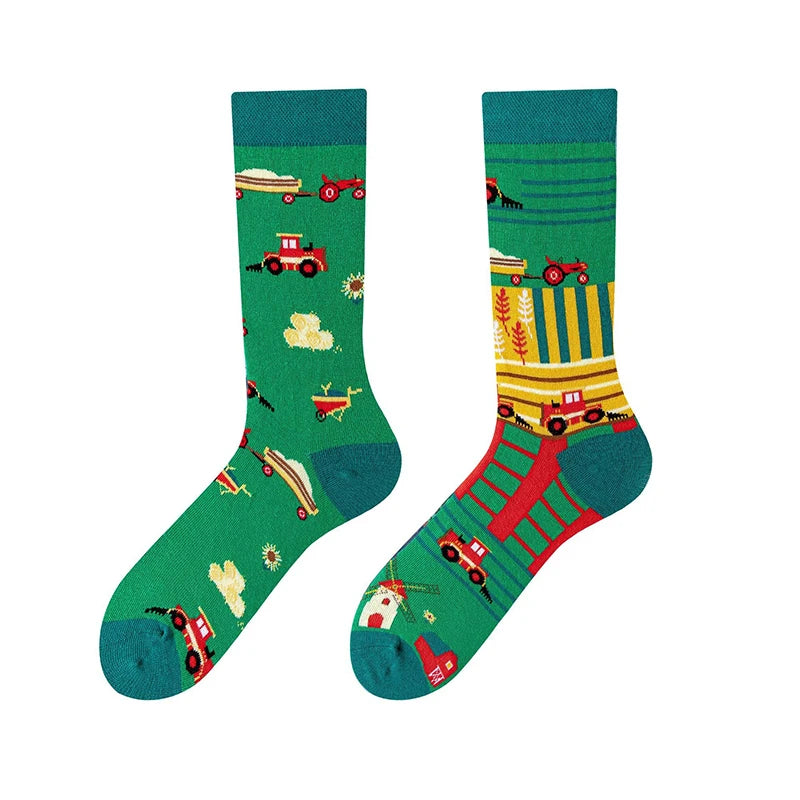Men's Novelty  Fun Dress Socks AB Styles Fashion Personality Cartoon Colorful Funky Fancy Crazy Funny Casual Crew Socks