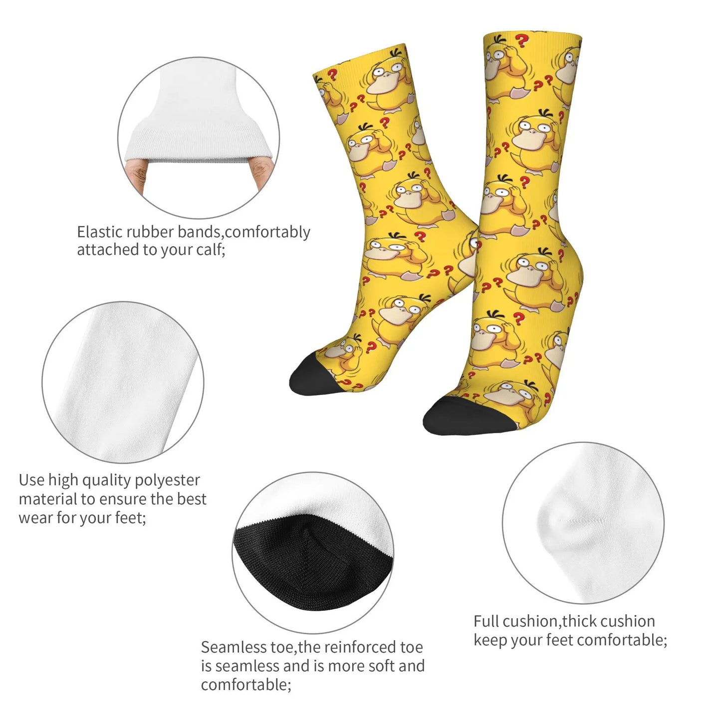 New Men's Socks Novelty Psyduck Manga   Sock Polyester Sport Women Socks Spring Summer Autumn Winter,