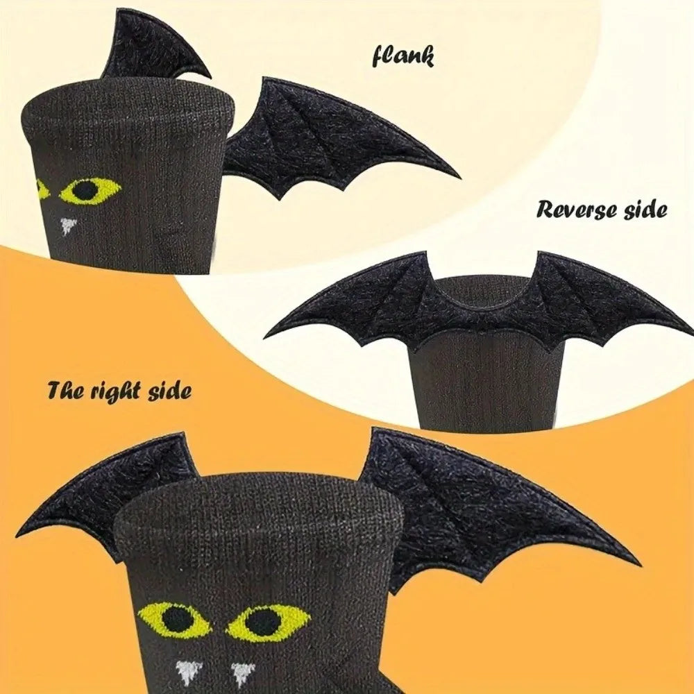 Unique Novelty Halloween Socks Breathable Bat Pattern Magnetic Socks Mid-calf Length Hand-holding Design Couple Socks Cosplay