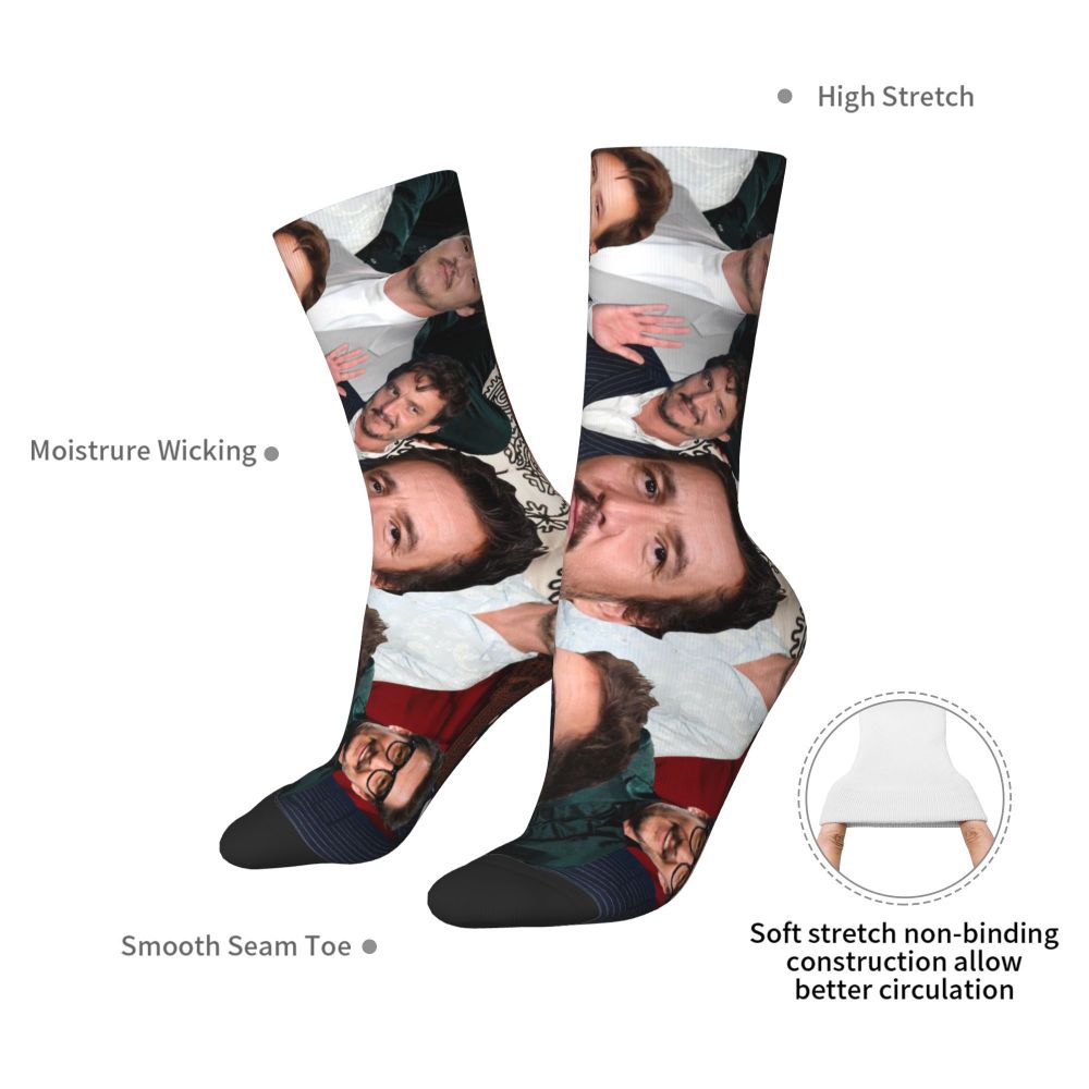 Novelty Mens Pedro Pascal Smile Unisex Winter Socks Hip Hop Happy Socks Street Style Crazy Sock
