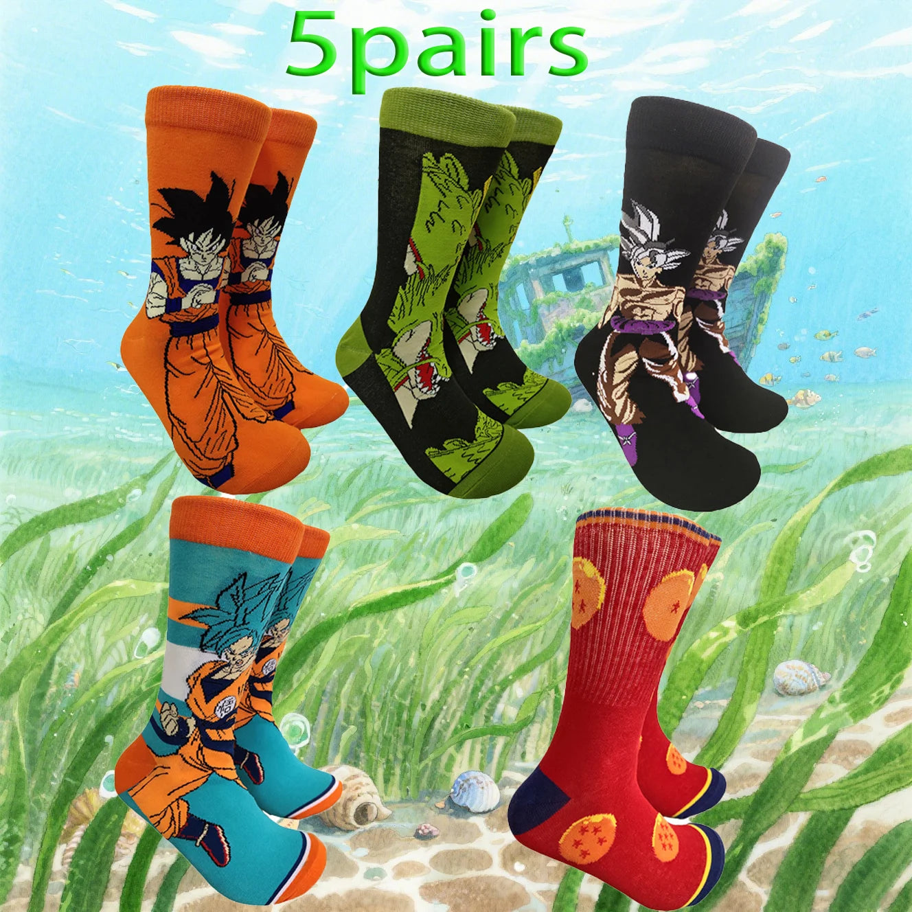 5 pairs of novel cartoon socks for men and women, comfortable long socks for role-playing, comfortable gifts for men and women