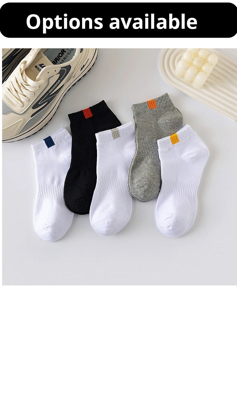 5 Pairs Fashionable Cloth Standard Boat Socks Spring And Summer Thin Style Mens Solid Color Socks Casual Sports Socks
