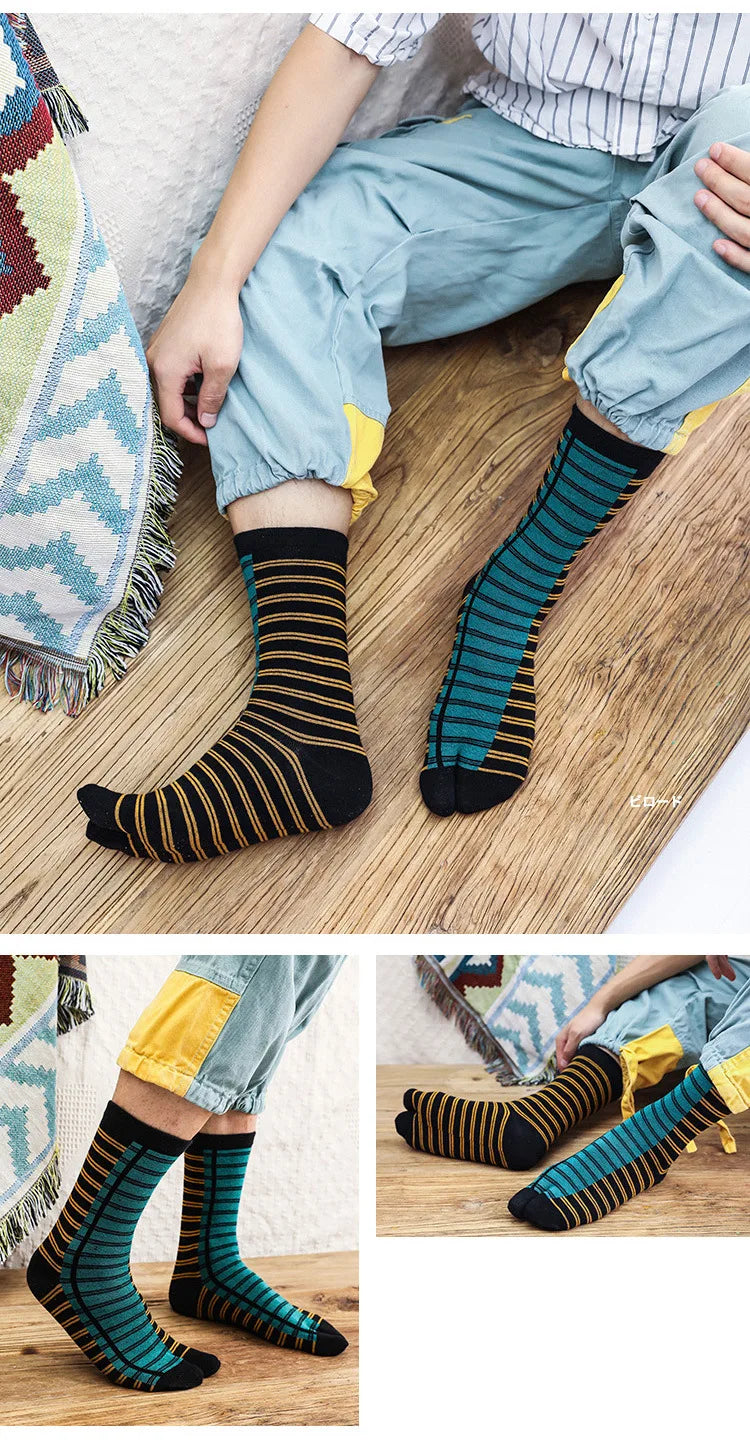 Novelty Tabi Socks Two Toed Sock Japanese Style Cartoon Plants Tree Art Sock Harajuku Cotton Long Two Finger Socks Men Fashions