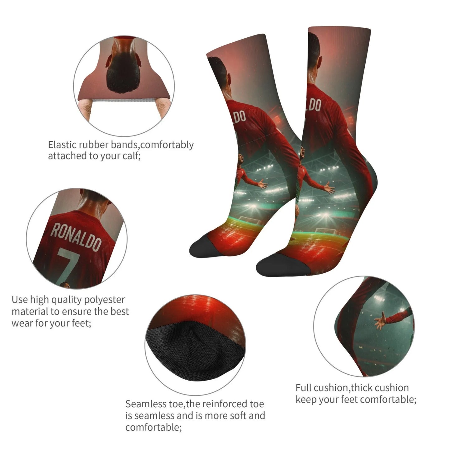 Novelty CR7 Cristiano Ronaldo Men's Socks Novelty Funny Happy Compression Socks Outdoor Casual Fashion Sports Non-Slip Socks