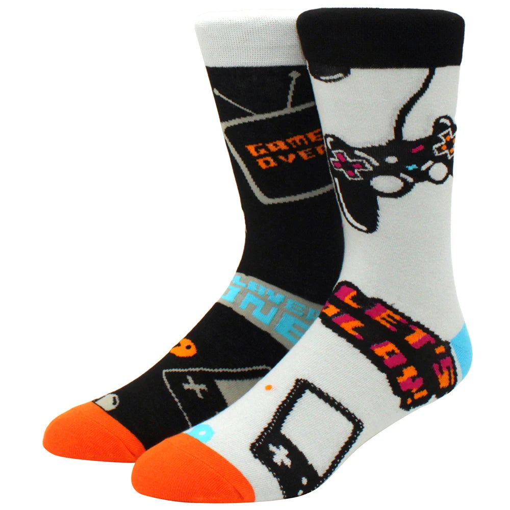 Men’s Crew Yin Yang Animal Socks – Colorful Mismatched Style