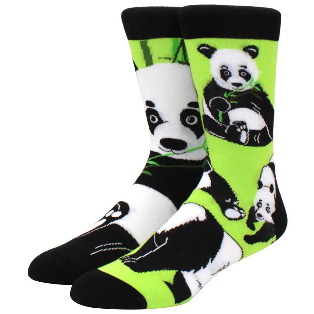 Men's mid-rise socks AB asymmetrical animal series fashion personality color skateboard yin and yang socks