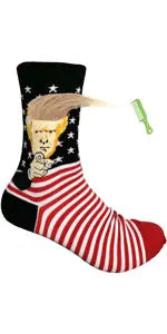 Novelty Crew Socks, Unisex Funny Political Leader Portrait Print, Conversation Starter Socks  Funny Political Gifts