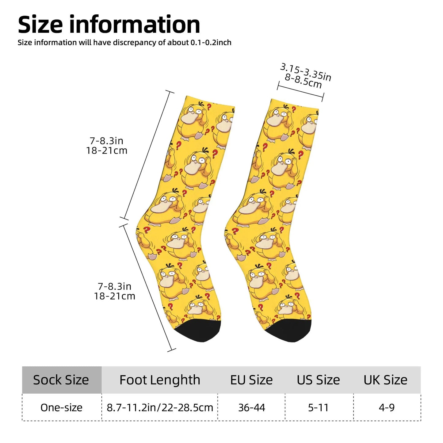 New Men's Socks Novelty Psyduck Manga   Sock Polyester Sport Women Socks Spring Summer Autumn Winter,
