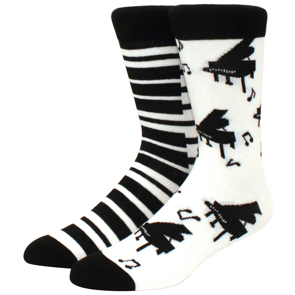 Men’s Crew Yin Yang Animal Socks – Colorful Mismatched Style