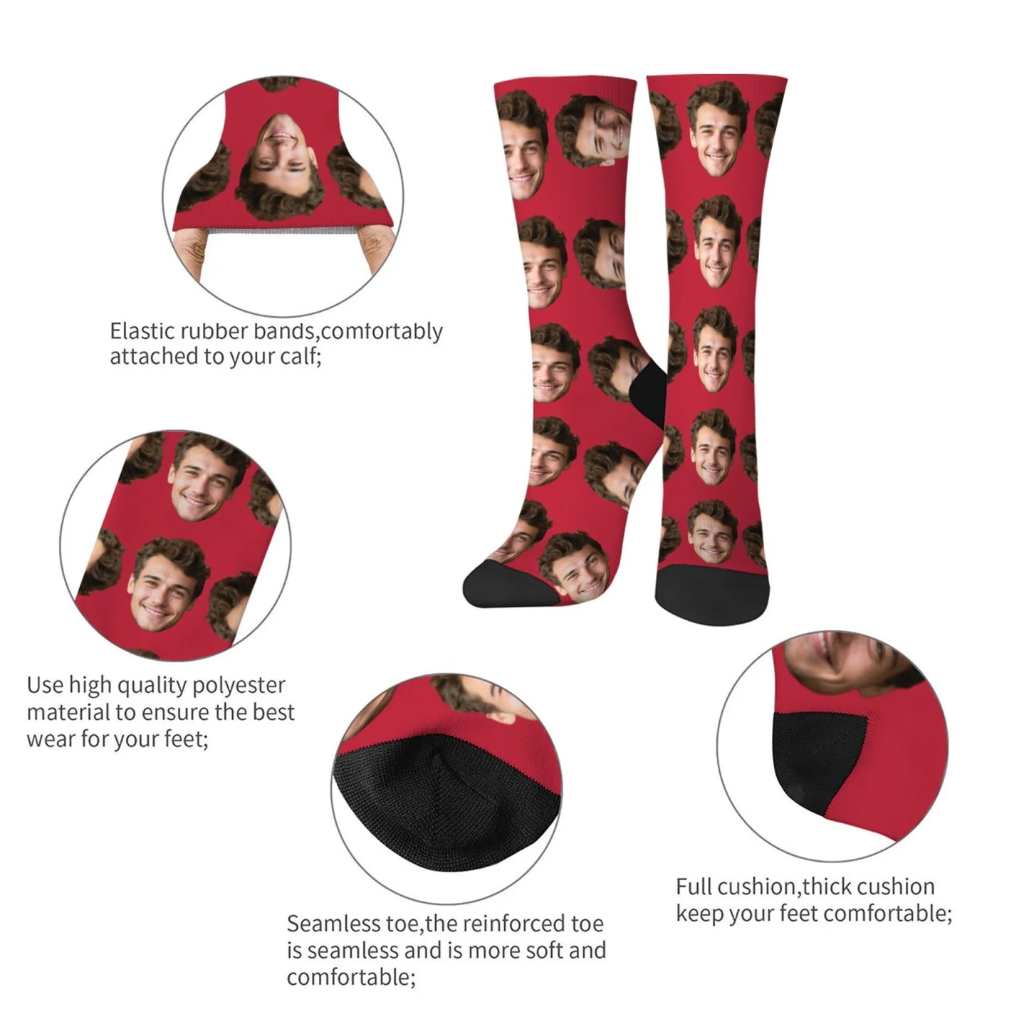 Novelty Custom Face Socks DIY Personalized Photo Custom Socks Crazy Funny Men's Socks Christmas Party Birthday Anniversary Gift