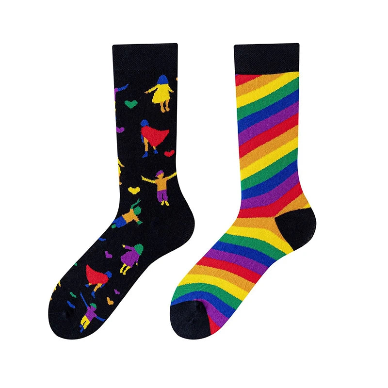 Men's Novelty  Fun Dress Socks AB Styles Fashion Personality Cartoon Colorful Funky Fancy Crazy Funny Casual Crew Socks