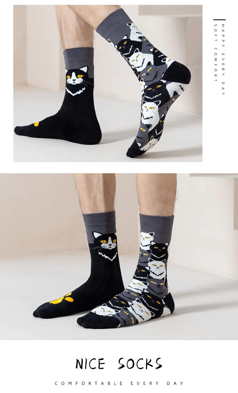 Men's Novelty  Fun Dress Socks AB Styles Fashion Personality Cartoon Colorful Funky Fancy Crazy Funny Casual Crew Socks