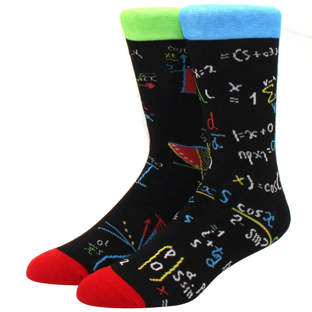 Men's mid-rise socks AB asymmetrical animal series fashion personality color skateboard yin and yang socks