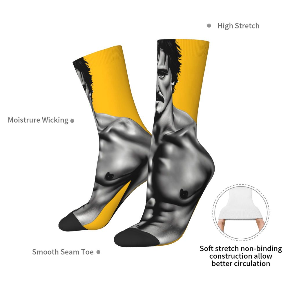 Novelty Mens Pedro Pascal Smile Unisex Winter Socks Hip Hop Happy Socks Street Style Crazy Sock