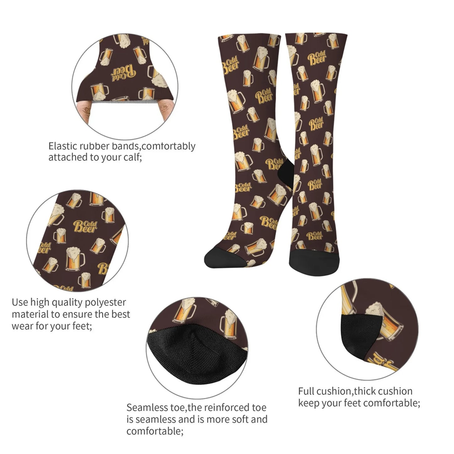 Novelty funny beer socks happy men's socks beer festival party carnival Harajuku retro style street hip hop trend socks gift