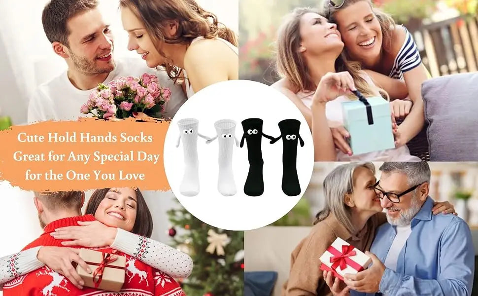 Novelty Magnetic Holding Hands Socks Funny Couples Socks Gifts for Women Men Teens Friends Couples Anniversary Birthday Gifts