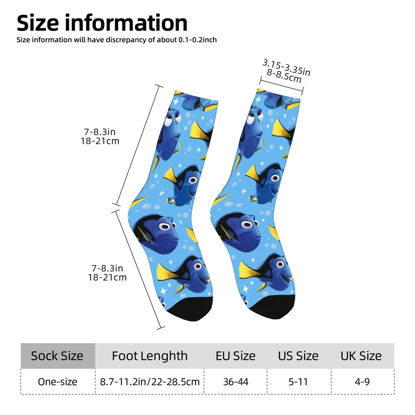 Funny Sock  Finding Nemo Vintage Quality Pattern Printed Men Crew Socks Novelty Men's Socks