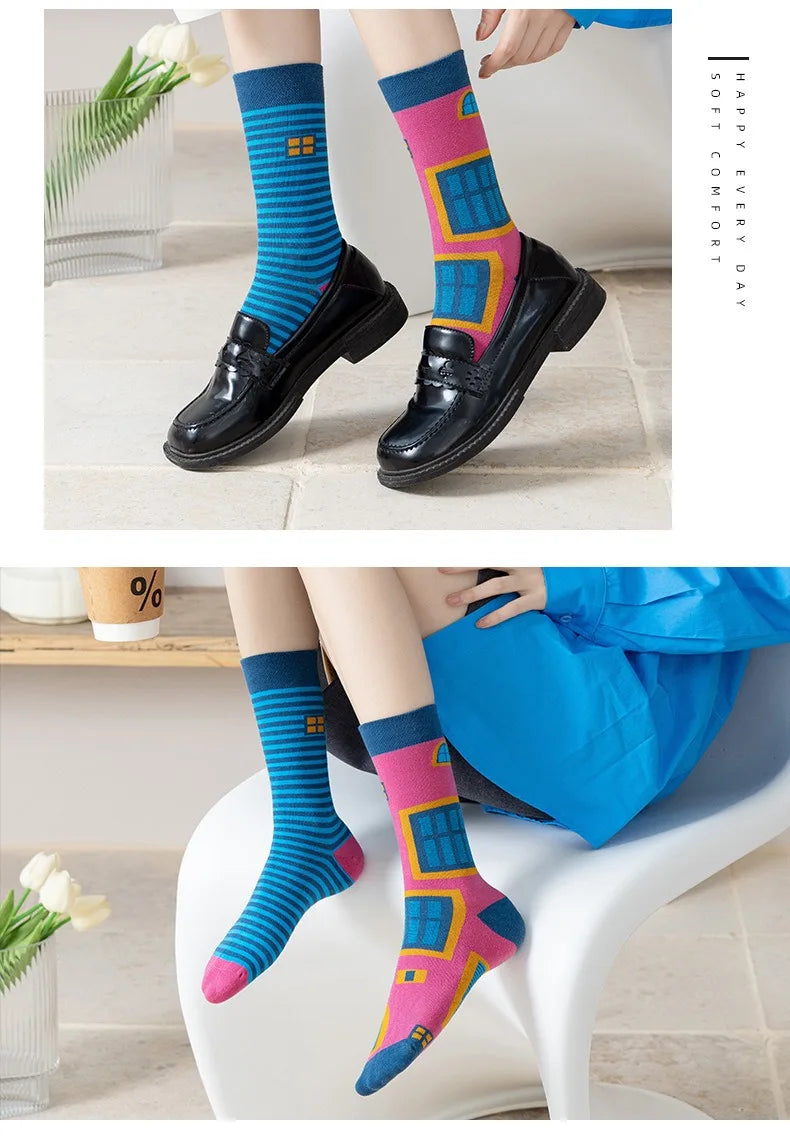 Men's Novelty  Fun Dress Socks AB Styles Fashion Personality Cartoon Colorful Funky Fancy Crazy Funny Casual Crew Socks