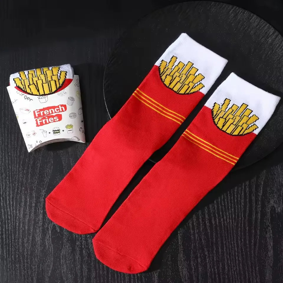 Novelty and fun Socks Red fries pattern gift socks, leisure versatile.suitable for Halloween Christmas Valentine's Day Gifts