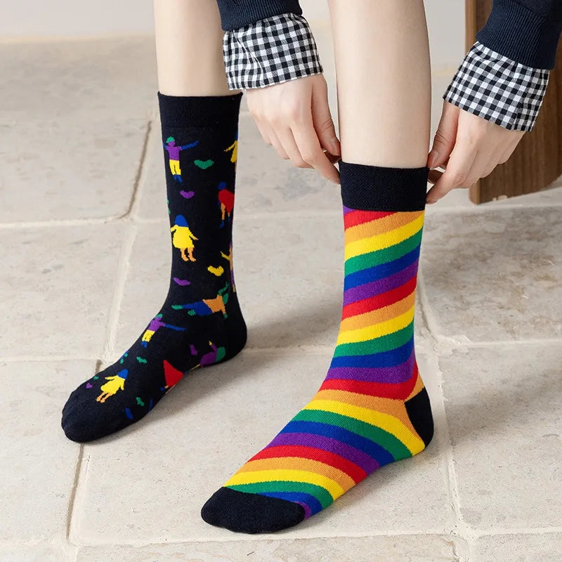 Men's Novelty  Fun Dress Socks AB Styles Fashion Personality Cartoon Colorful Funky Fancy Crazy Funny Casual Crew Socks