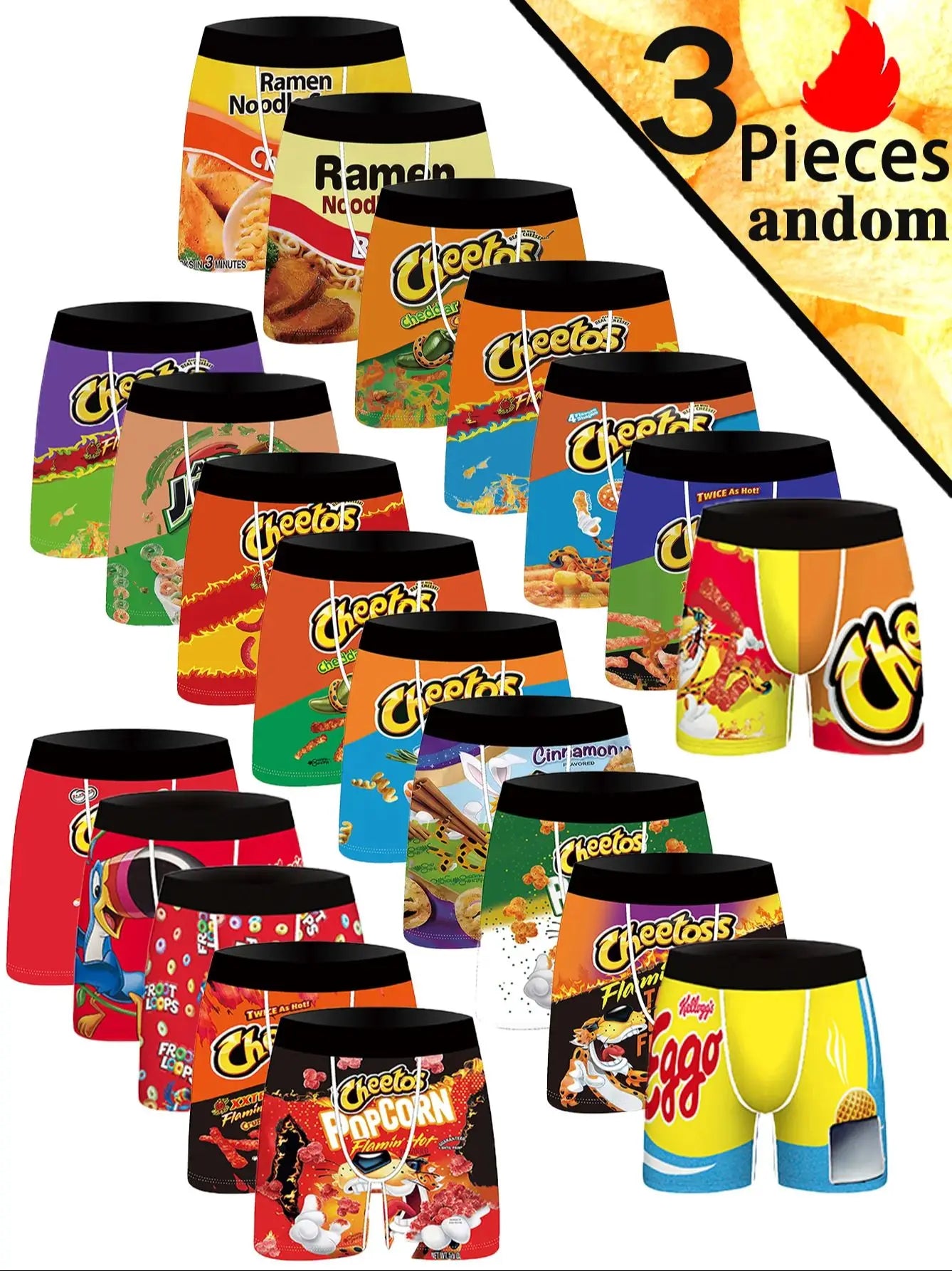 3-pack summer breathable men's boxer shorts sexy underwear men's underwear fashionable cartoon digital printed men's boxer short