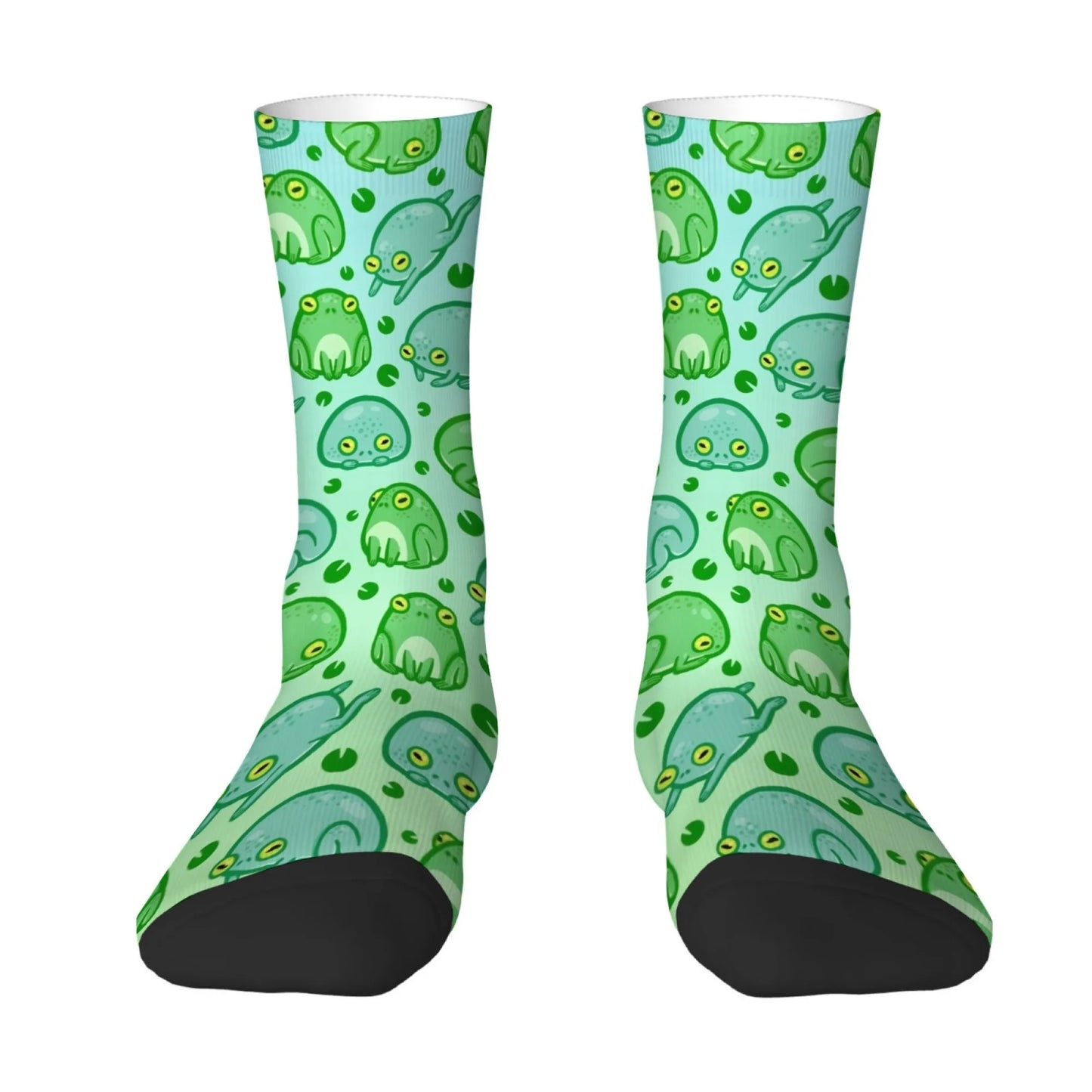 Novelty cartoon frog print men's socks Harajuku street style retro trend comfortable breathable non-slip casual socks fun gift