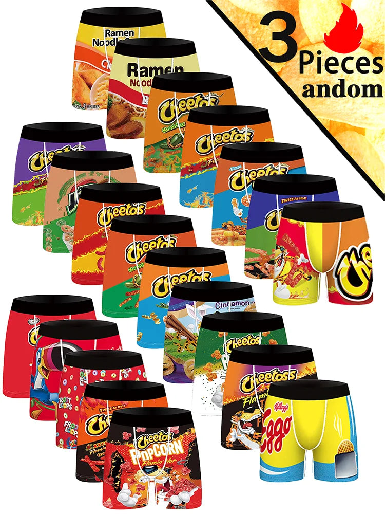 3-pack summer breathable men's boxer shorts sexy underwear men's underwear fashionable cartoon digital printed men's boxer short