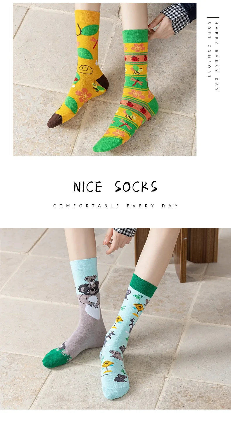 Men's Novelty  Fun Dress Socks AB Styles Fashion Personality Cartoon Colorful Funky Fancy Crazy Funny Casual Crew Socks