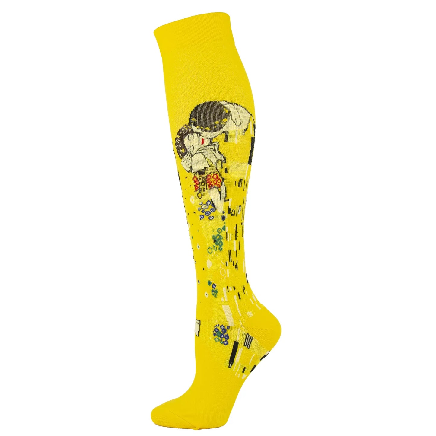 Novelty Funny Compression Socks Men Women Happy Oil Painting Shouting Mona Lisa Smile Hip Hop Nursing Compression Sock Popsocket