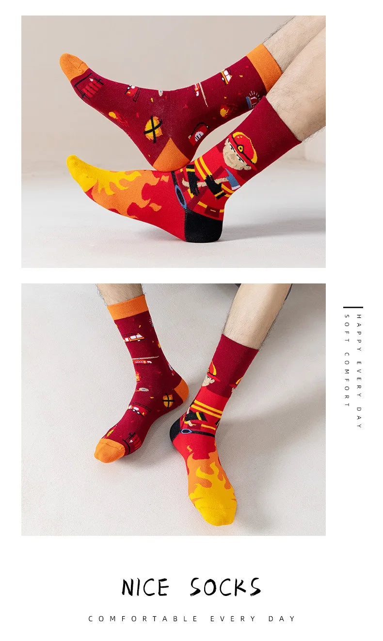 Men's Novelty  Fun Dress Socks AB Styles Fashion Personality Cartoon Colorful Funky Fancy Crazy Funny Casual Crew Socks