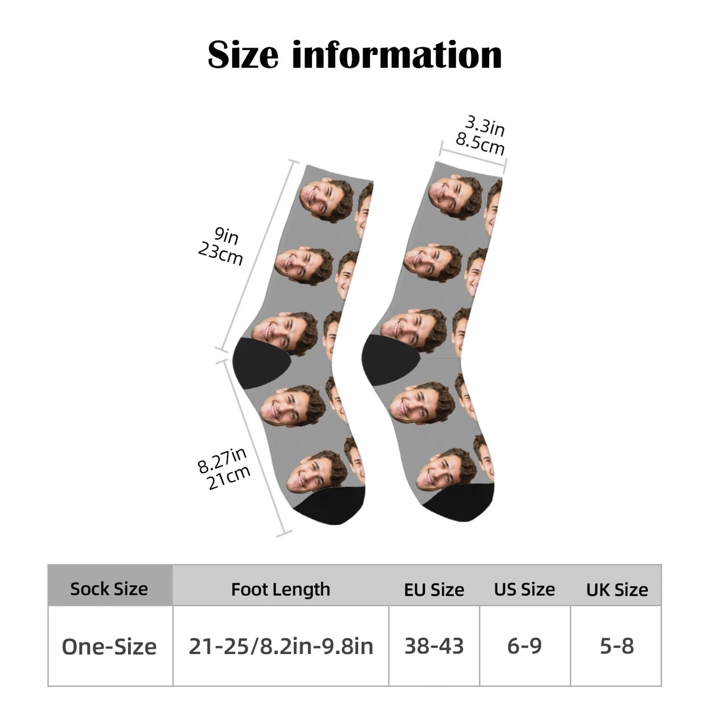 Novelty Custom Face Socks DIY Personalized Photo Custom Socks Crazy Funny Men's Socks Christmas Party Birthday Anniversary Gift