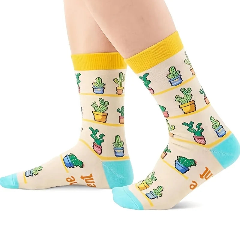 Novelty Sock Women Female Cotton Casual Funny Cute Short Food Socks Creative Printed Hosiery Harajuku Mid-Calf Personality