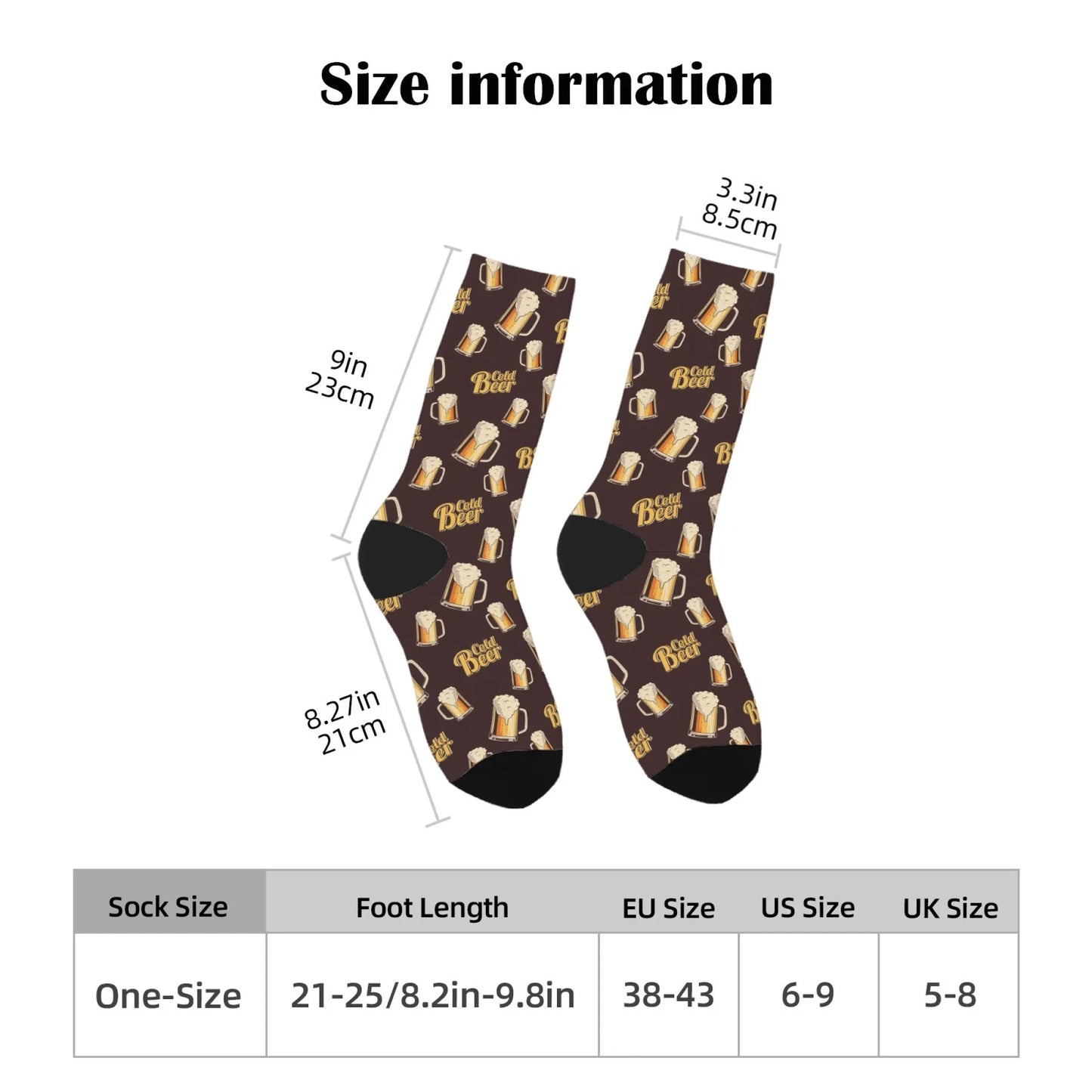 Novelty funny beer socks happy men's socks beer festival party carnival Harajuku retro style street hip hop trend socks gift